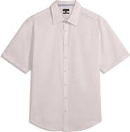 Ted Baker Wryte Regular Fit Short Sleeve Slub Linen & Cotton Button-Up Shirt