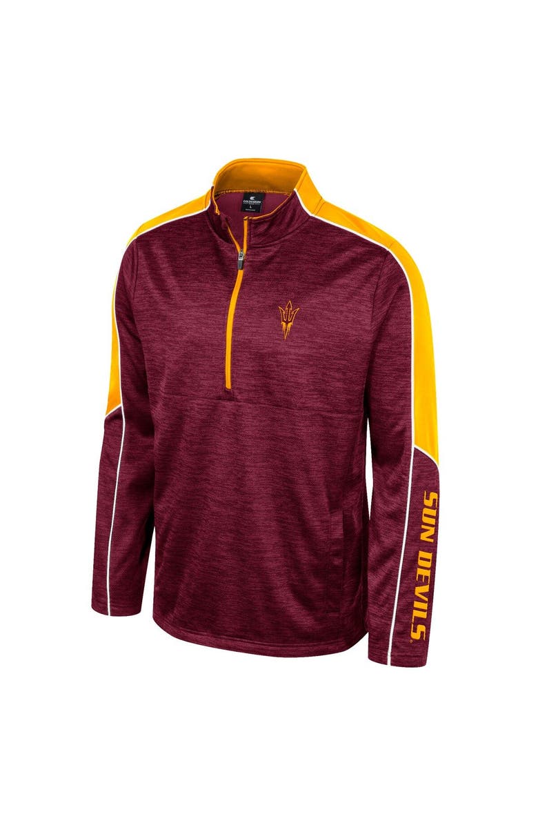 COLOSSEUM Men's Colosseum Maroon Arizona State Sun Devils Marled Half-Zip Jacket, Alternate, color, Maroon