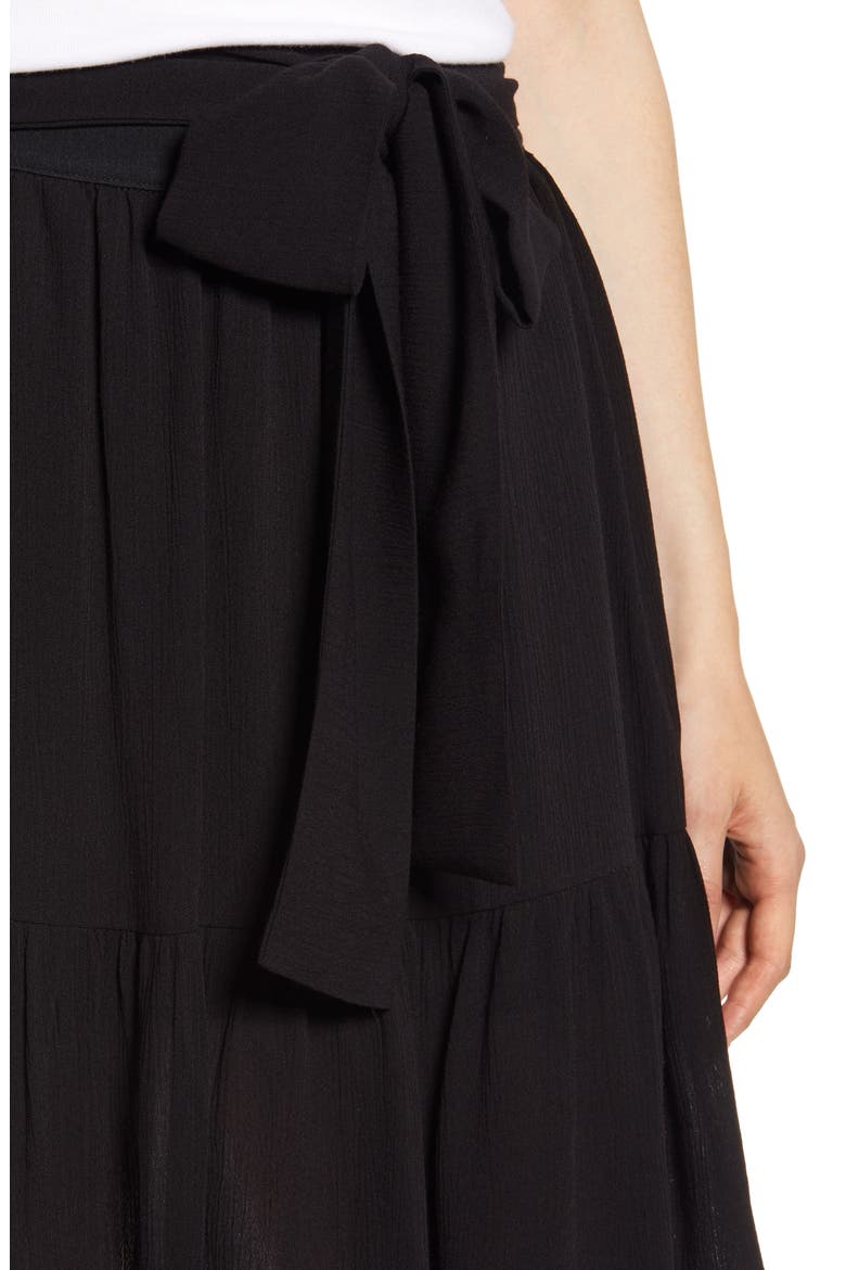 Gibson x Hi Sugarplum! Capri Tiered Tie Front Summer Skirt, Alternate, color, BLACK