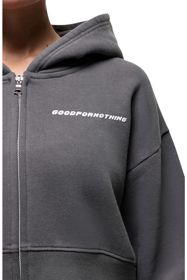 Vintage Grey  Crop Zip Hoodie, Alternate, color, Grey