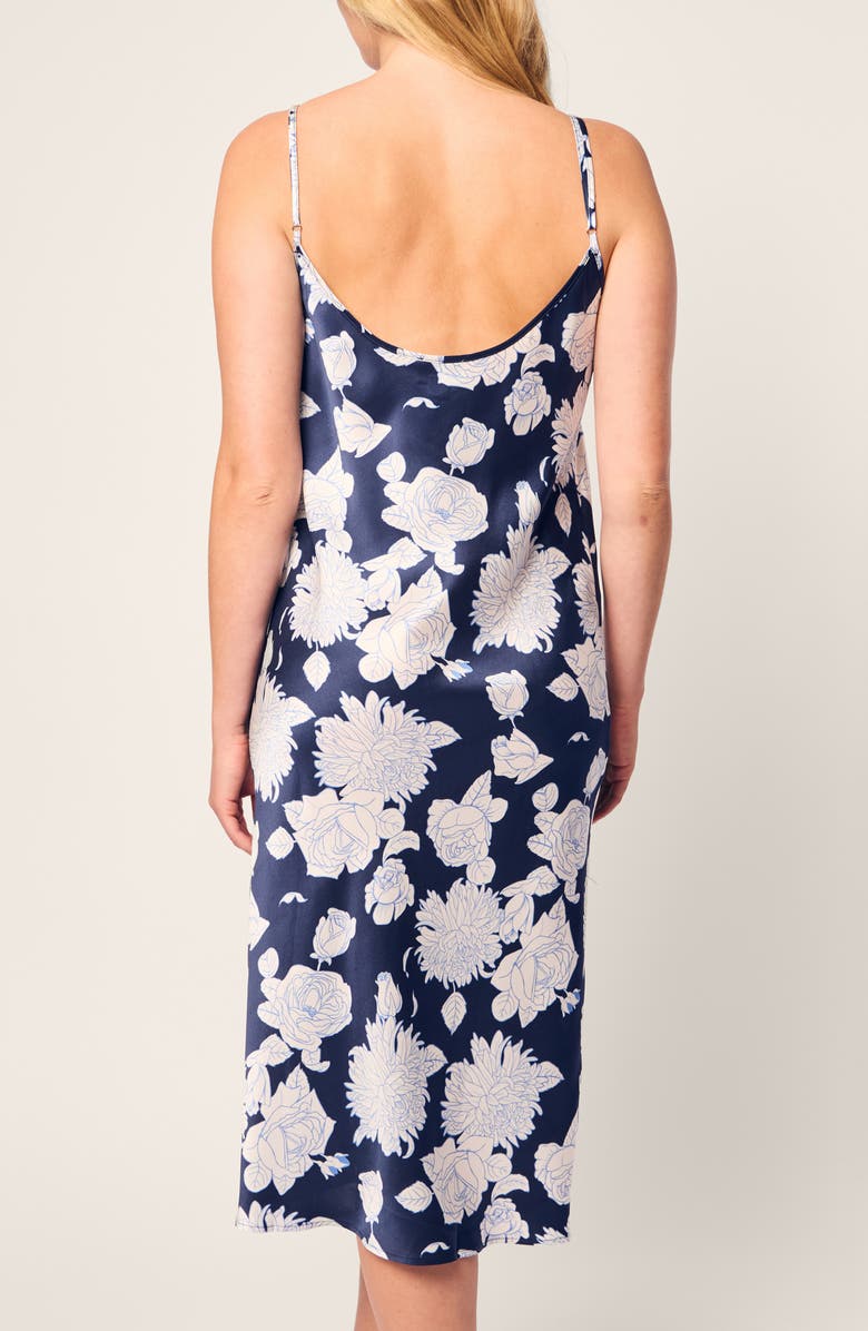 Petite Plume Cosette Mulberry Silk Nightgown, Alternate, color, Navy