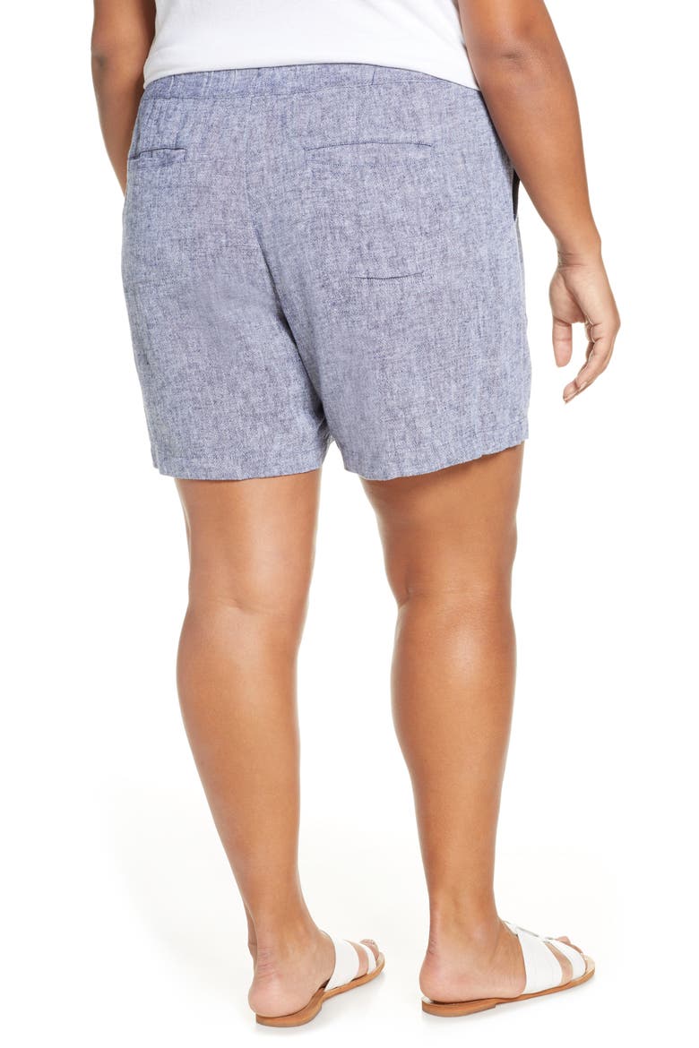 Stripe Linen Shorts, Alternate, color, NAVY CROSSDYE