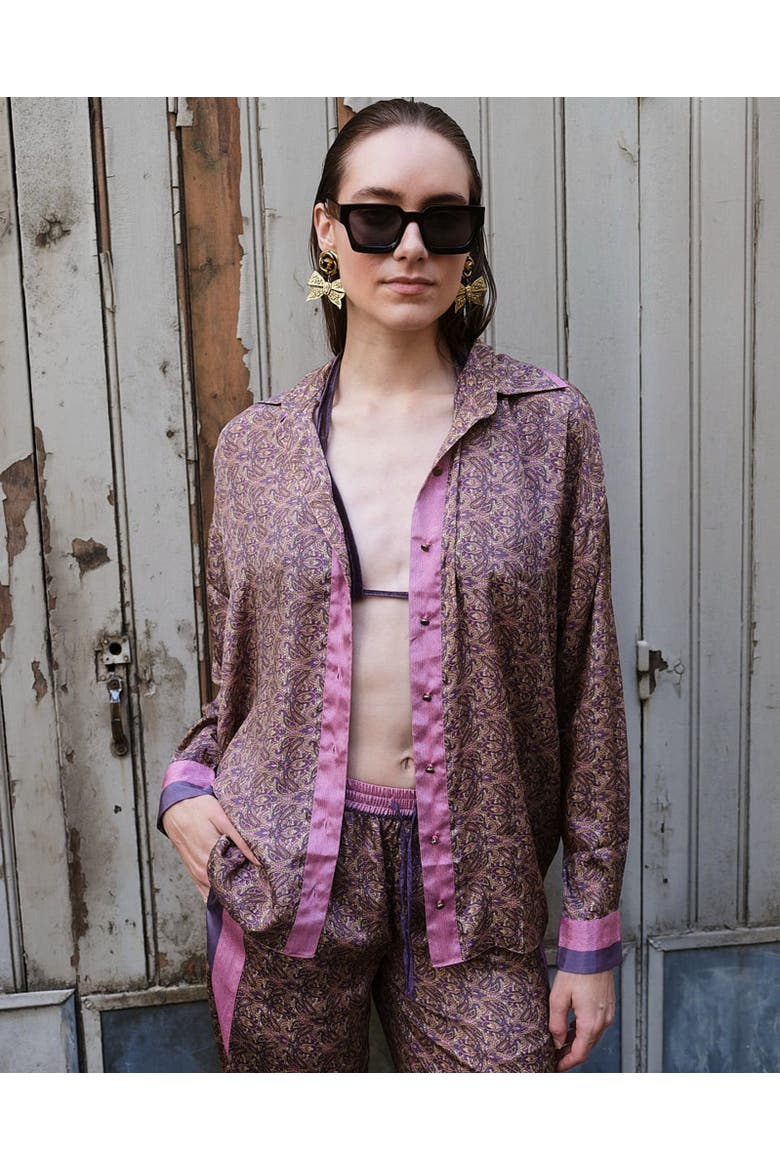 Paisley Motif Long Sleeve Shirt, Alternate, color, Lilac