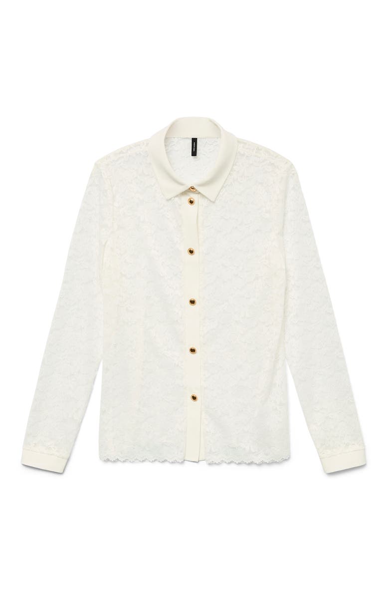 VERO MODA Tillie Long Sleeve Lace Button-Up Shirt, Main, color,