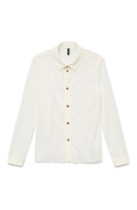 Tillie Long Sleeve Lace Button-Up Shirt