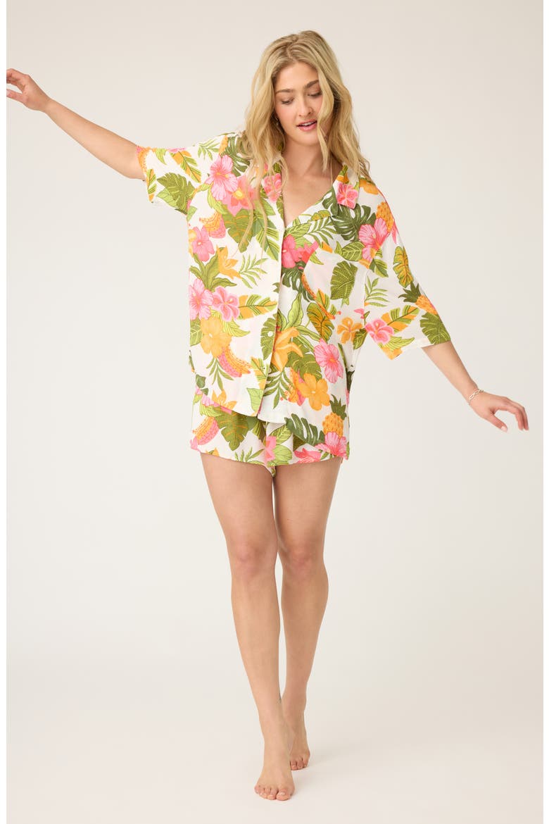 Copacabana Floral Short Pajamas, Alternate, color, IVORY