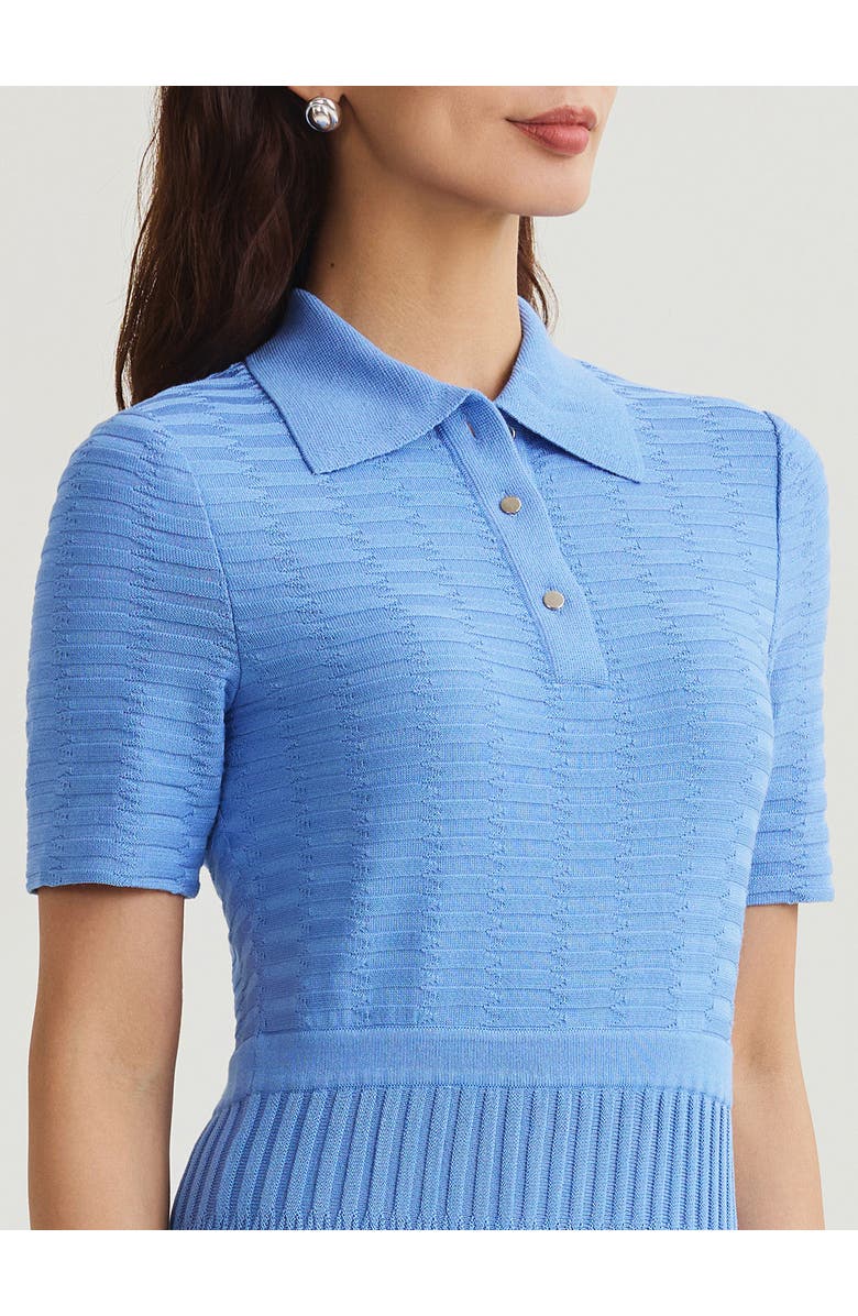 Misook Fit & Flare Geometric Collared Soft Knit Maxi Dress, Alternate, color, 