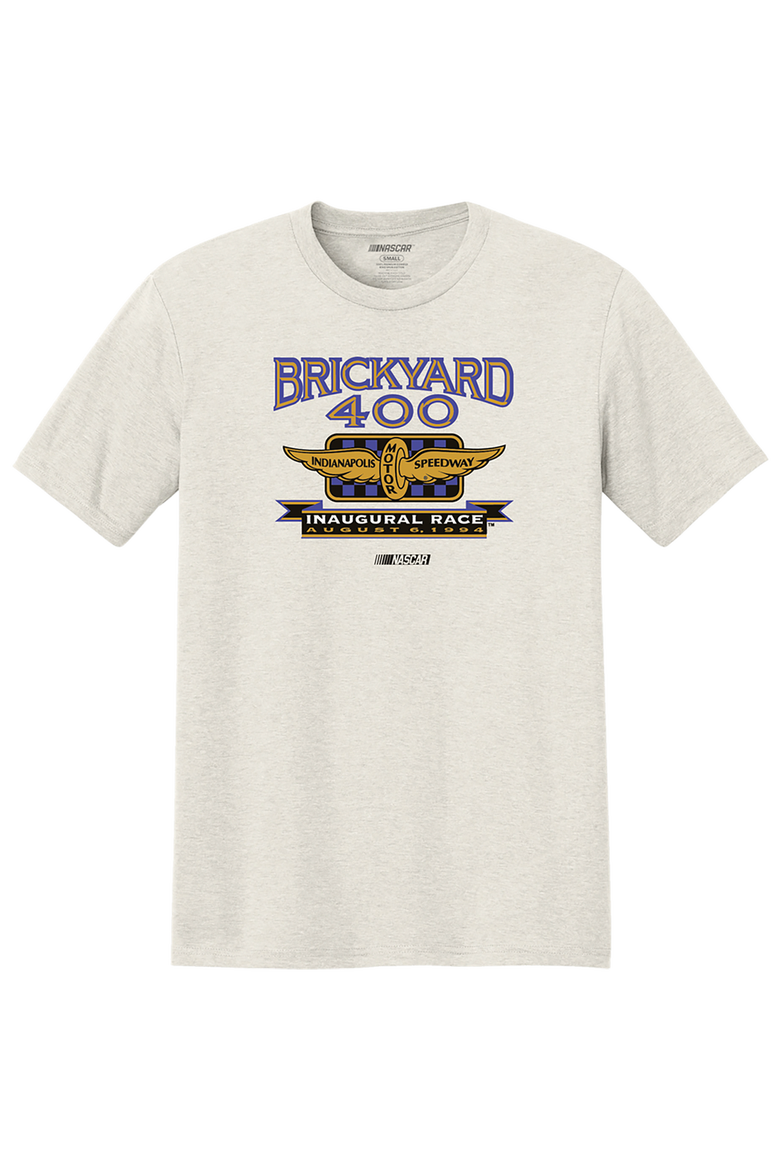 Men's Classic Ink Tan NASCAR Inaugural Brickyard 400 Logo T-Shirt, Main, color, Athletic Heather Gray
