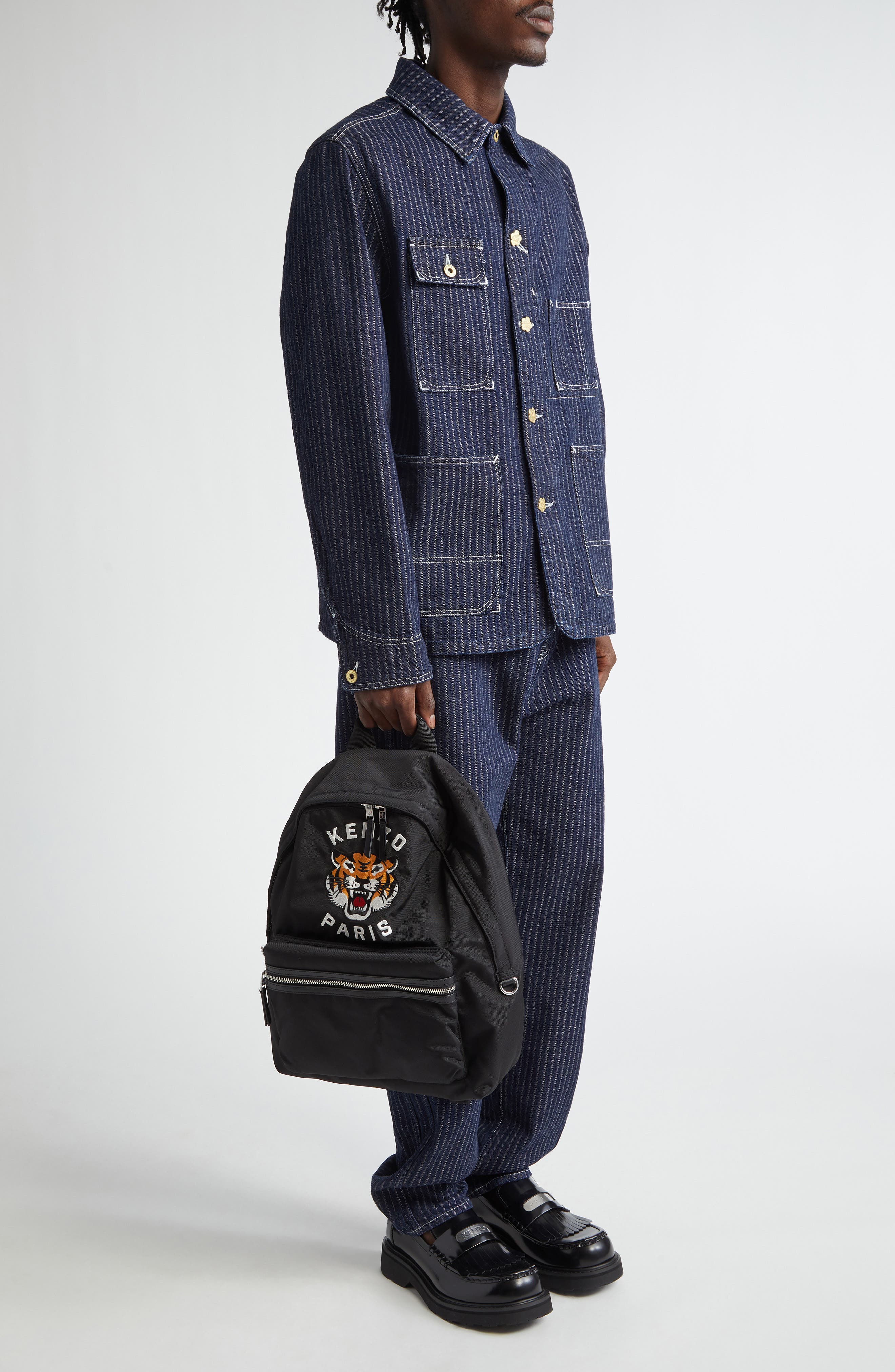 KENZO Embroidered Tiger Nylon Backpack, Alternate, color, 