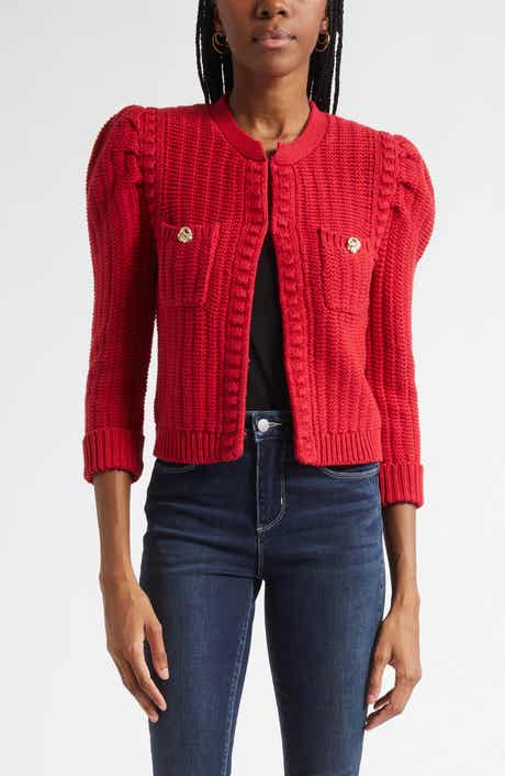 L'AGENCE Delli Juliet Sleeve Cotton Blend Cardigan