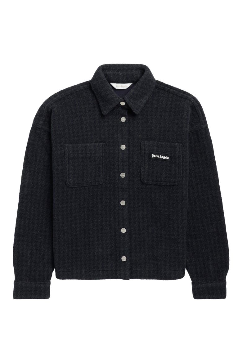 Kids' Curved Logo Bonded Overshirt, Main, color, NAVY BLUE - OFF WHITE