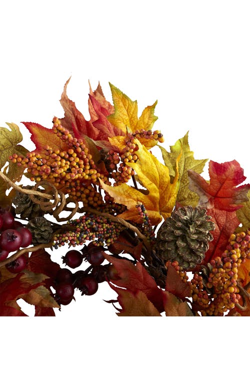 Nearly Natural Maple & Berry Wreath In Multi