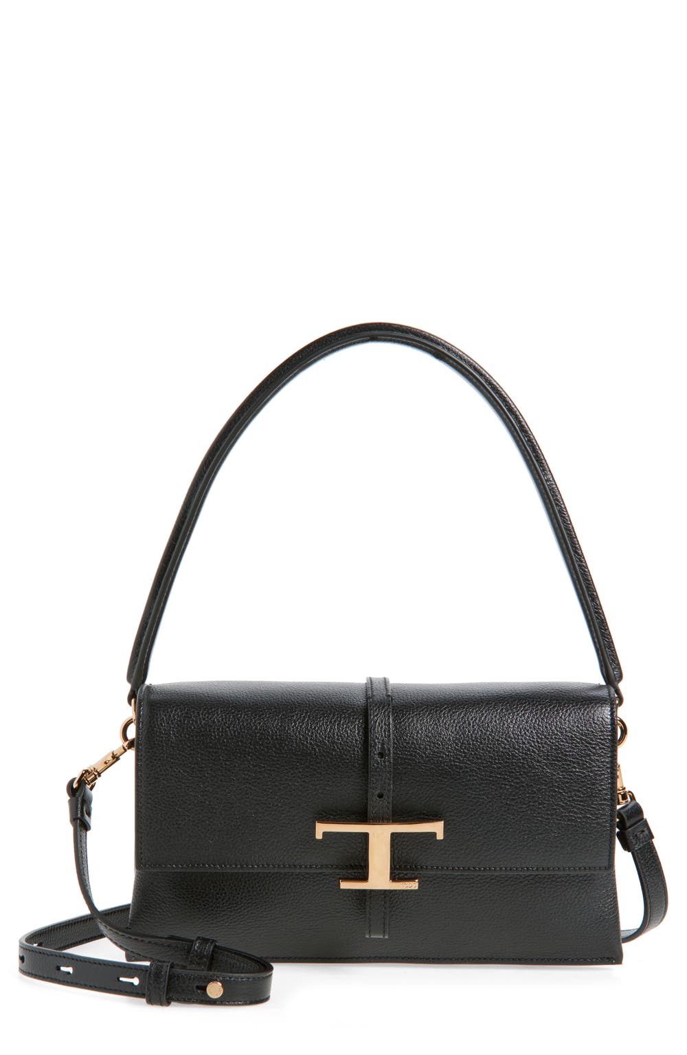 Mini T Timeless Leather Shoulder Bag, color, NERO