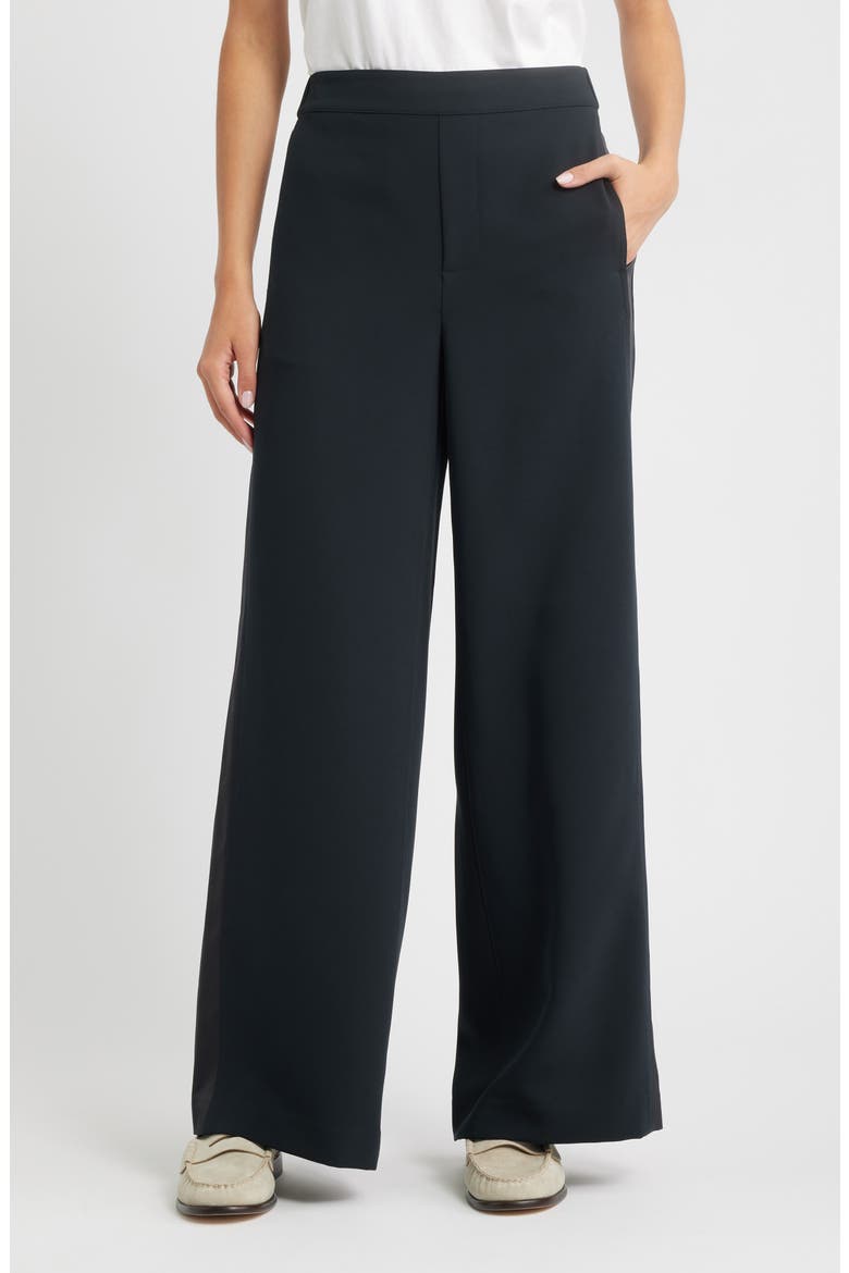 Melanie Crepe Wide Leg Pants, Main, color, BLACK