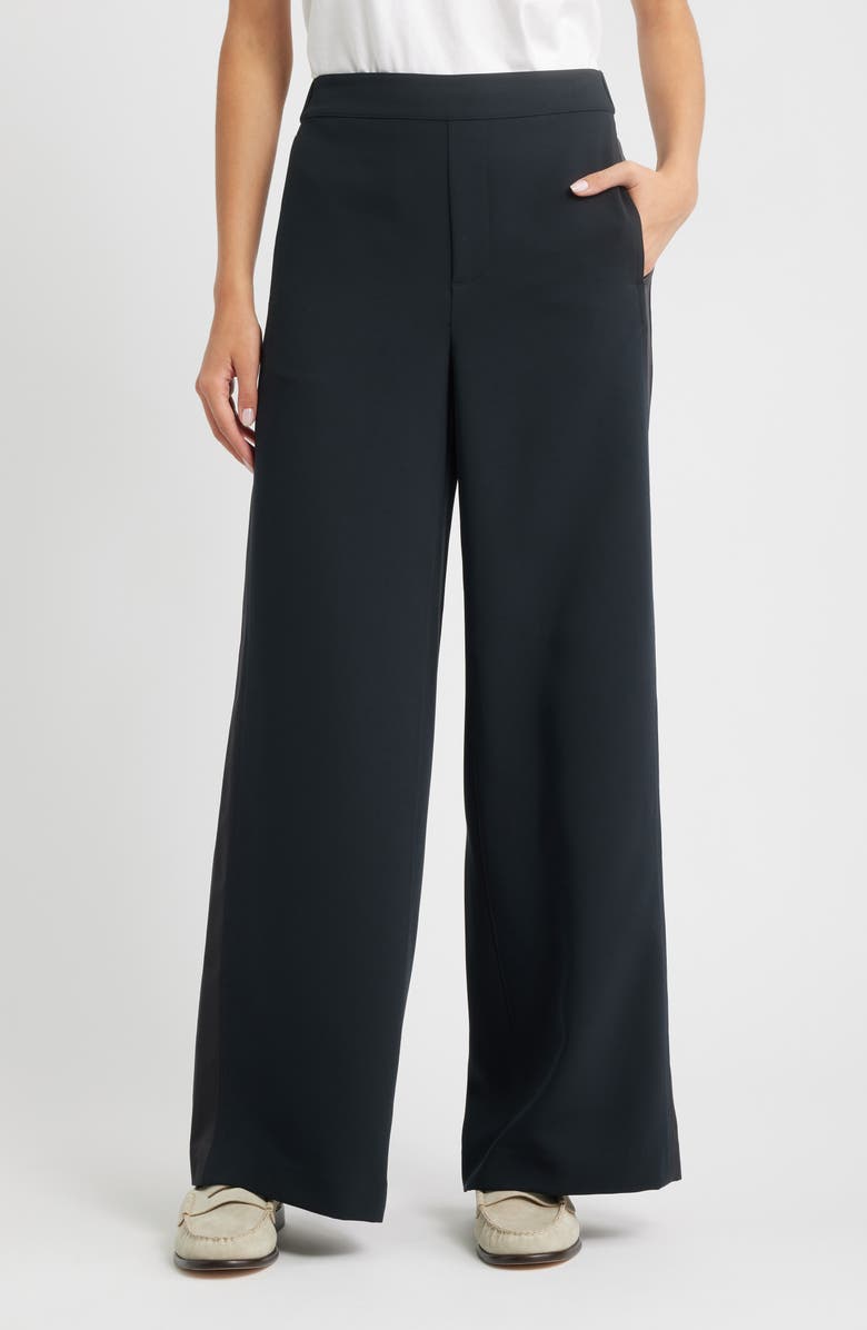 rag & bone Melanie Crepe Wide Leg Pants, Main, color, Black