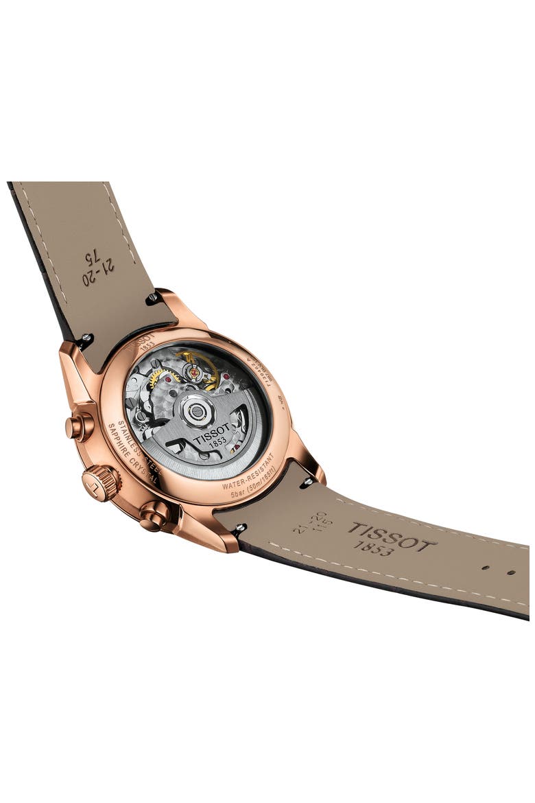 Chemin Des Tourelles Automatic Chronograph Leather Strap Watch, 42mm, Alternate, color, BROWN