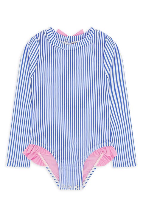 Kids' Coastal Cutie Stripe UPF 50+ One-Piece Rashguard Swimsuit (Baby & Toddler)