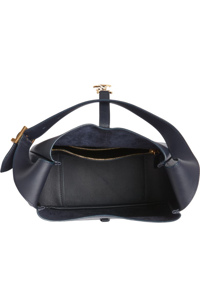 Saint Laurent Small Le 5 à 7 Leather Hobo, Alternate, color, Bleu Abysse