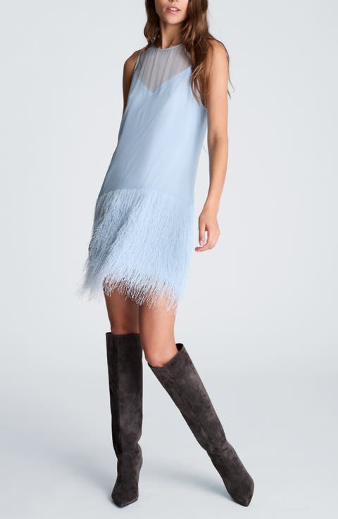 Faux Fur Fringe Shift Minidress