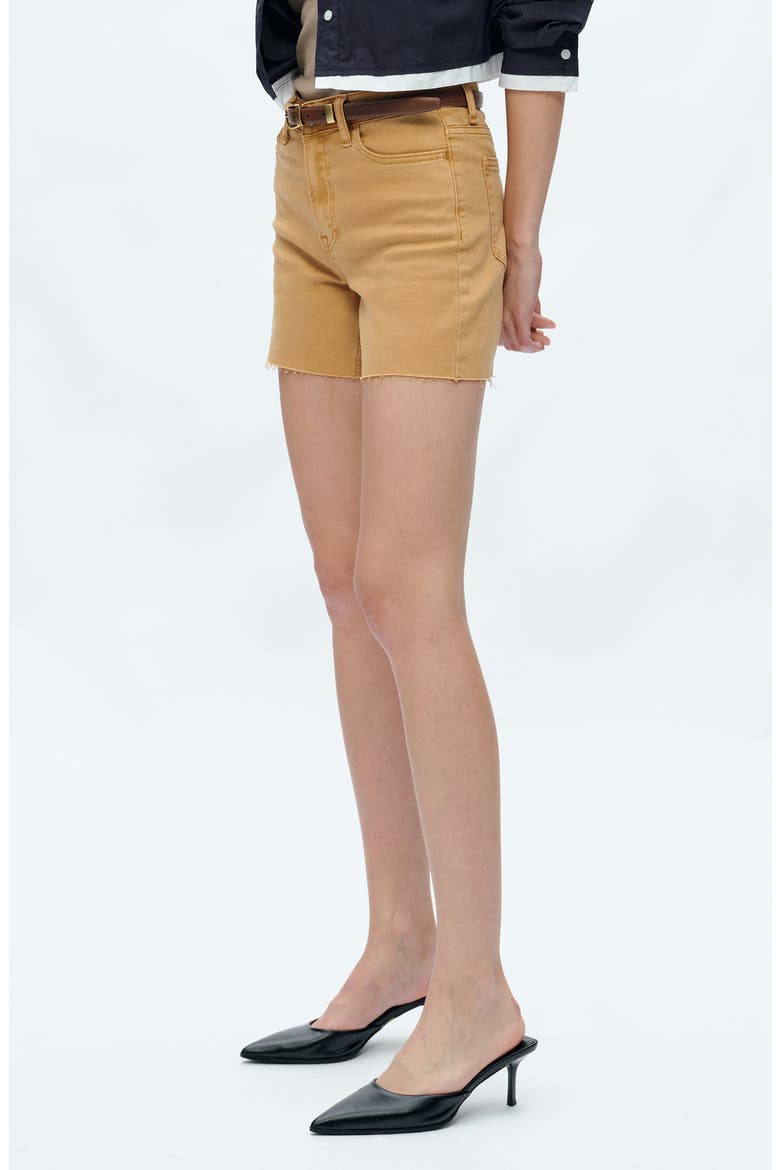 High Waist Denim Shorts, Alternate, color, YELLOW OCHRE