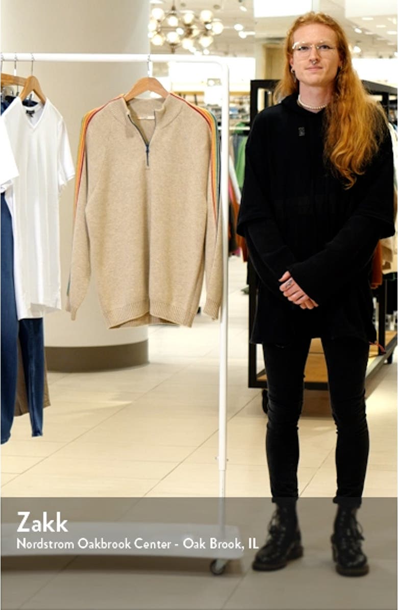 Stripe Sleeve Quarter Zip Pullover, sales video thumbnail