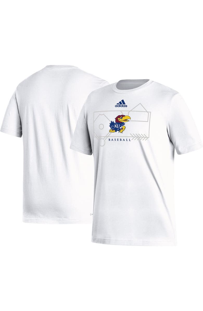 adidas Men's adidas White Kansas Jayhawks Locker Lines Baseball Fresh T-Shirt, Main, color, 