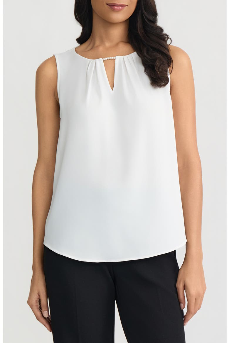 Faux Pearl Sleeveless Shell Top, Main, color, LILY WHITE