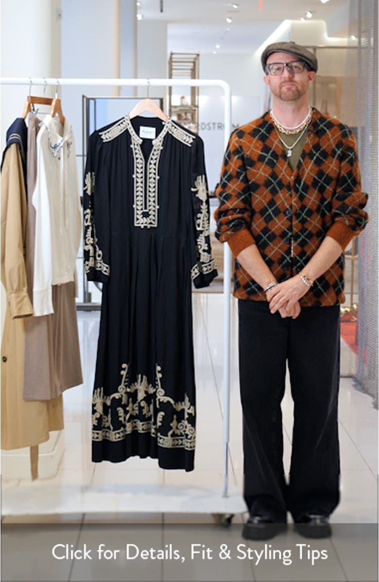 Feliana Embroidered Long Sleeve Maxi Dress, sales video thumbnail