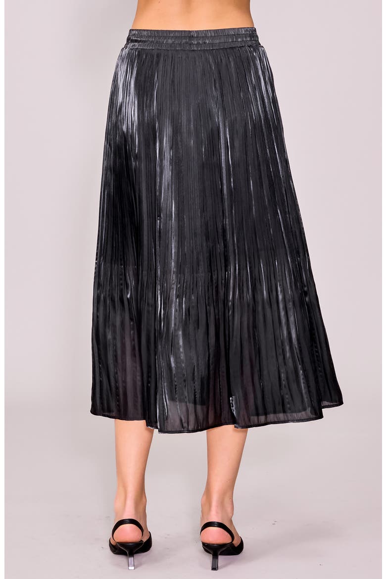 Metallic Release Pleat Skirt, Alternate, color, BLACK