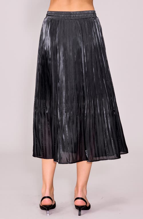 Melloday Metallic Release Pleat Skirt In Black