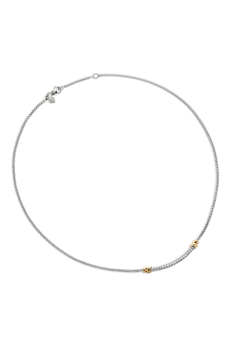 Petite Helena Sterling Silver & 18K Yellow Gold Diamond Wrap Station Necklace, 29mm, Alternate, color, DIAMOND/ SILVER