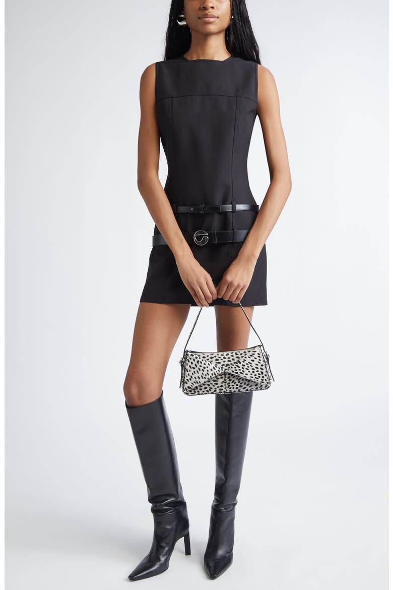 Multibelt Sleeveless Sheath Dress, Main, color, BLACK