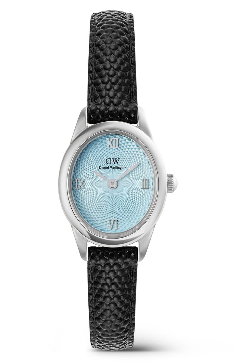 Daniel Wellington Ophelia Mini Leather Strap Watch, 22mm x 25.5mm, Main, color, Silver-Tone/ Blue/ Black