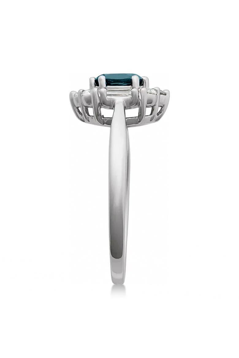 Oval Lab Aquamarine & Diamond Halo Ring 14K, Alternate, color, 0.80ct/White Gold