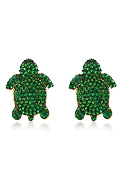 Pavé Turtle Stud Earrings