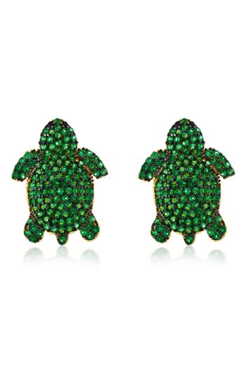 Suzy Levian Pavé Turtle Stud Earrings