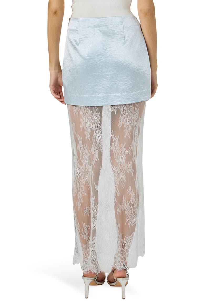 Satin & Lace Maxi Skirt, Alternate, color, BABY BLUE
