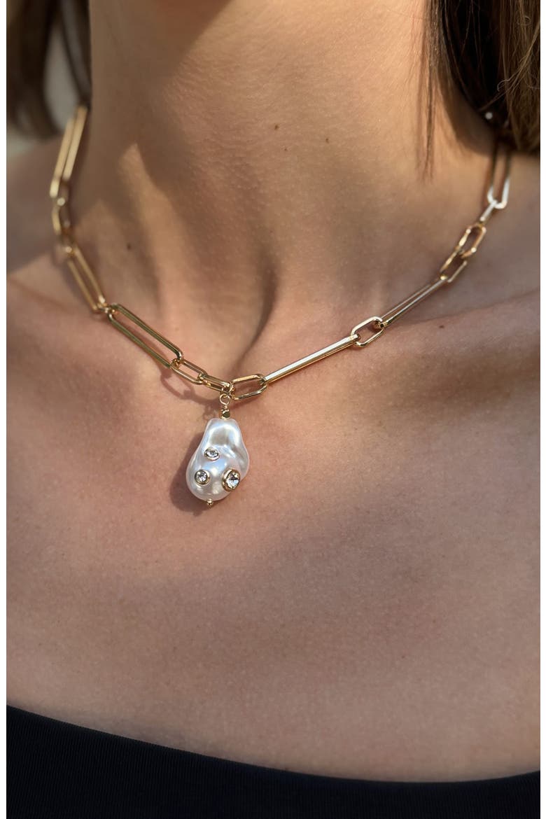 Faux Pearl Pendant Necklace, Alternate, color, WHITE