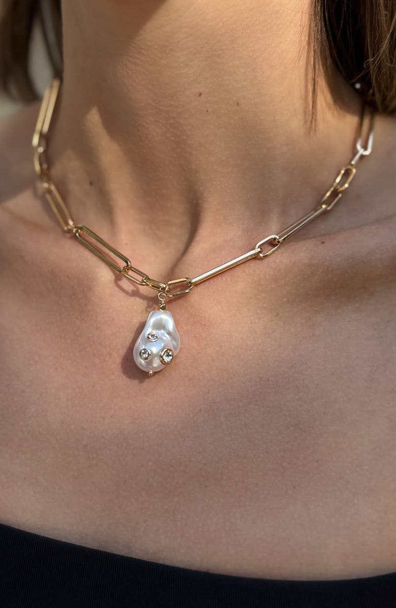 Adornia Faux Pearl Pendant Necklace, Alternate, color, White