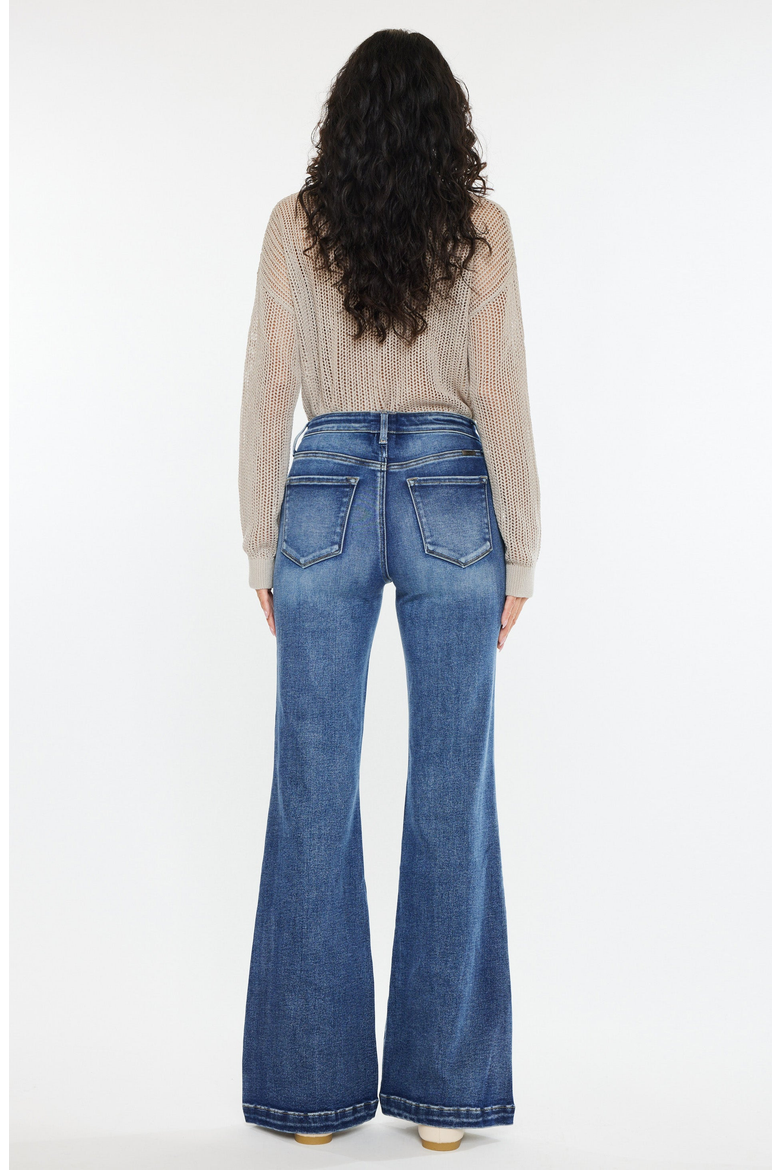Avonlea Essentials High Rise Wide Leg Flare Jeans, Alternate, color, Dark Wash