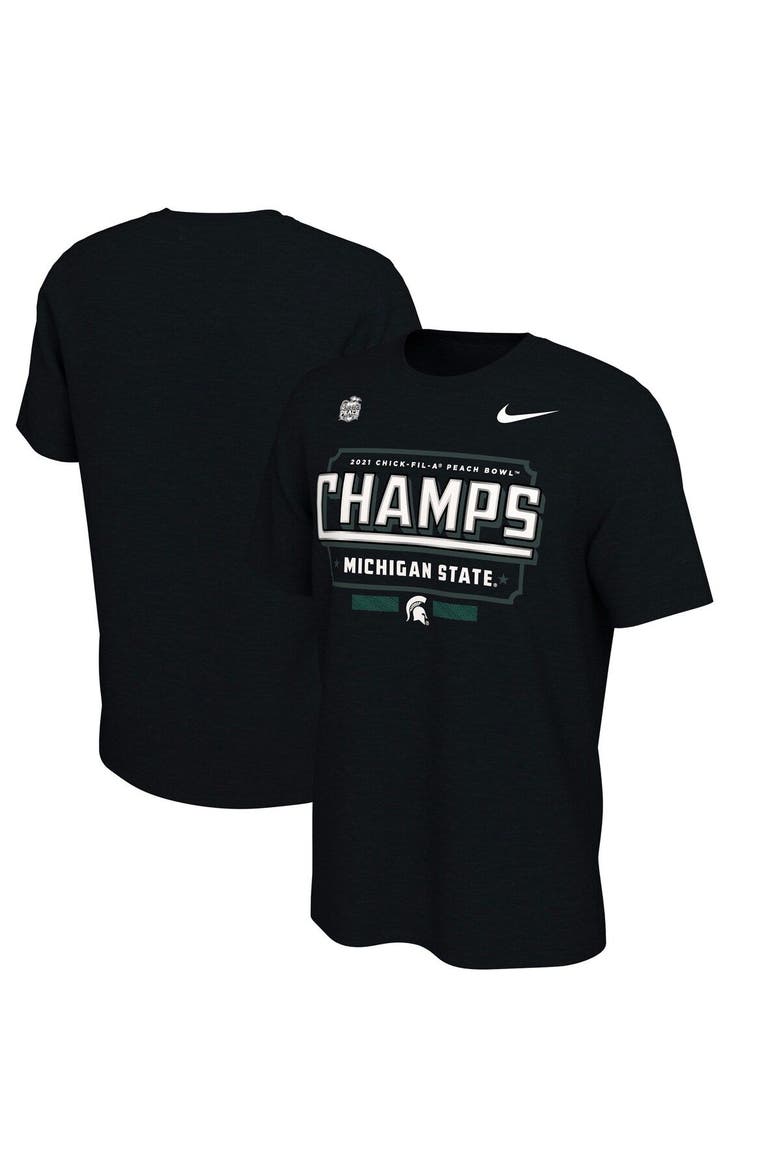 Men's Nike Black Michigan State Spartans 2021 Peach Bowl Champions Locker Room T-Shirt, Main, color, Black