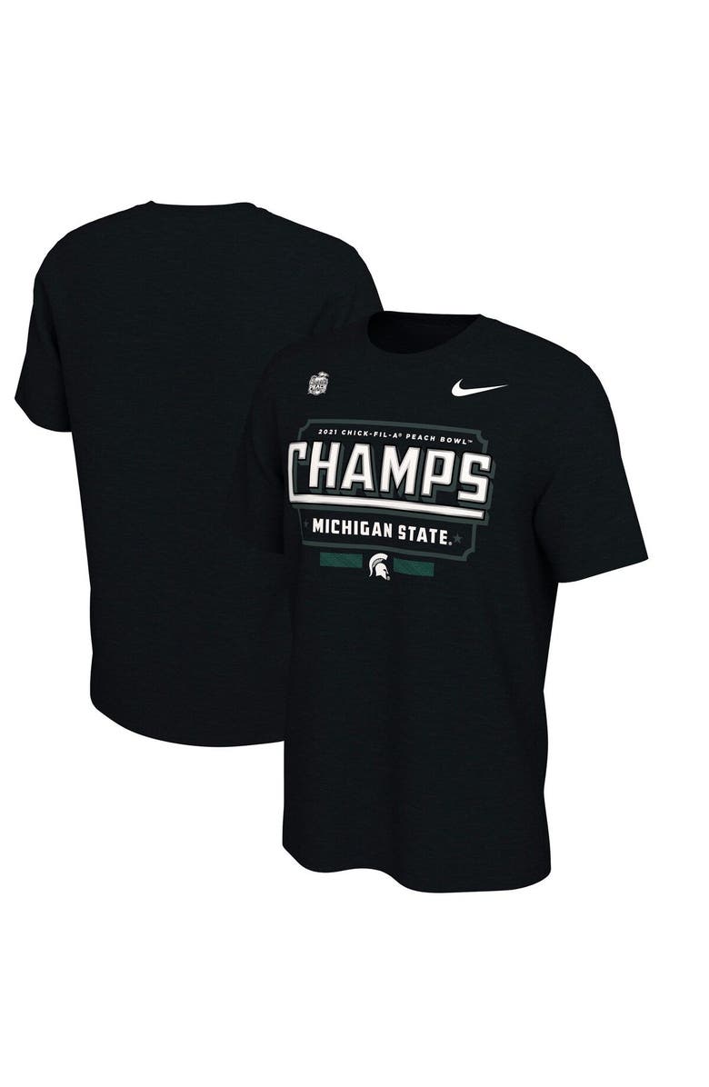 Nike Men's Nike Black Michigan State Spartans 2021 Peach Bowl Champions Locker Room T-Shirt, Main, color,