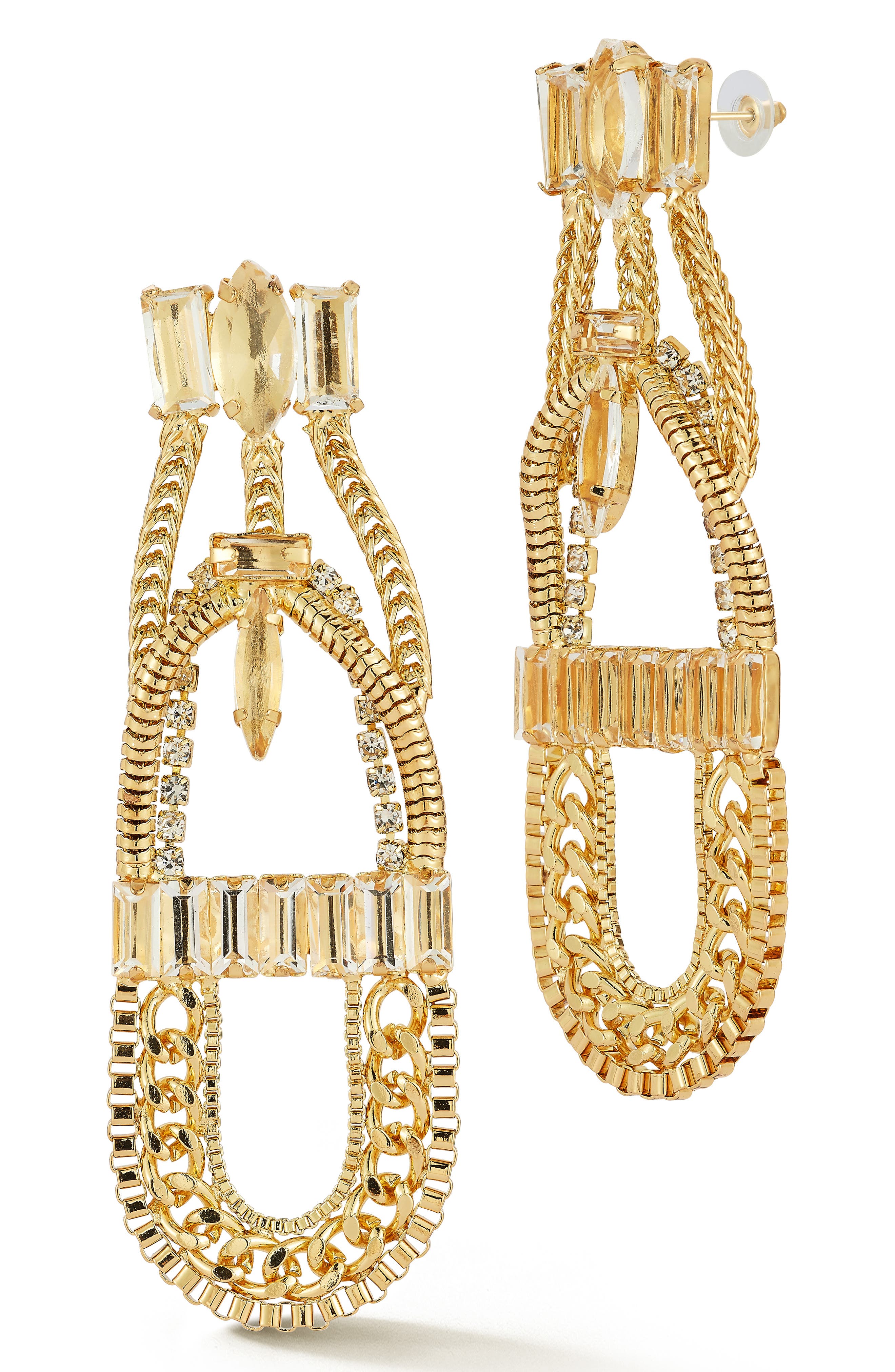 Cubic Zirconia Tiered Chain Drop Earrings