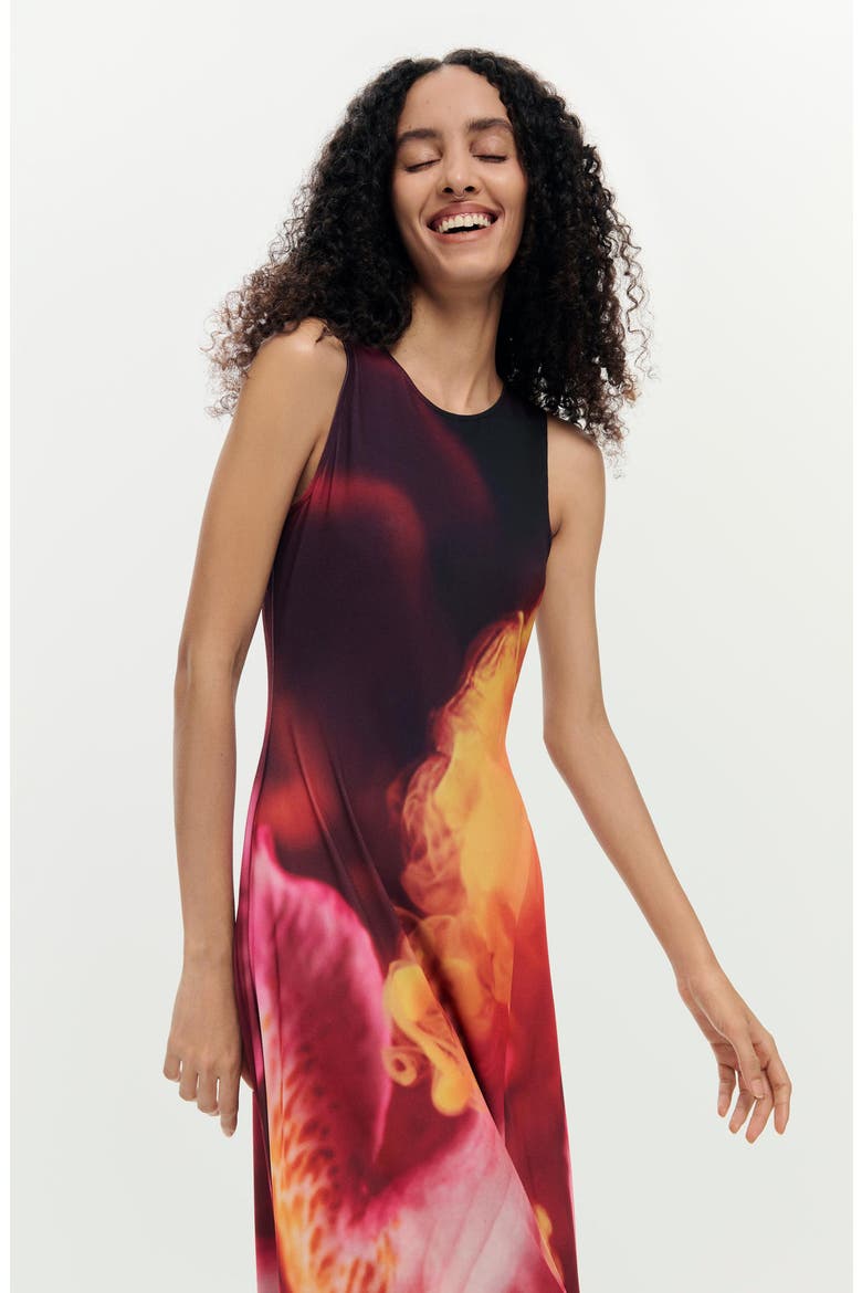 Floral Print Sleeveless Dress, Alternate, color, BLACK