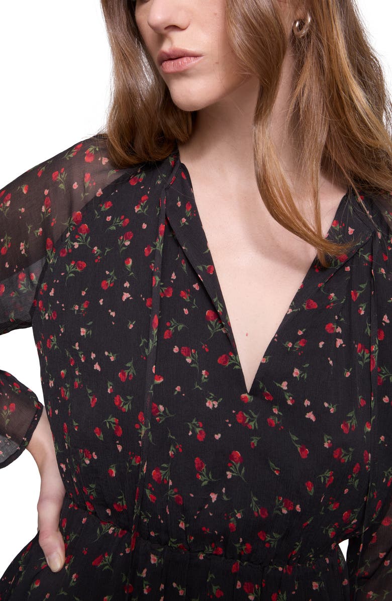 Rebecca Minkoff Tamara Rose Print Long Sleeve Minidress, Alternate, color, 