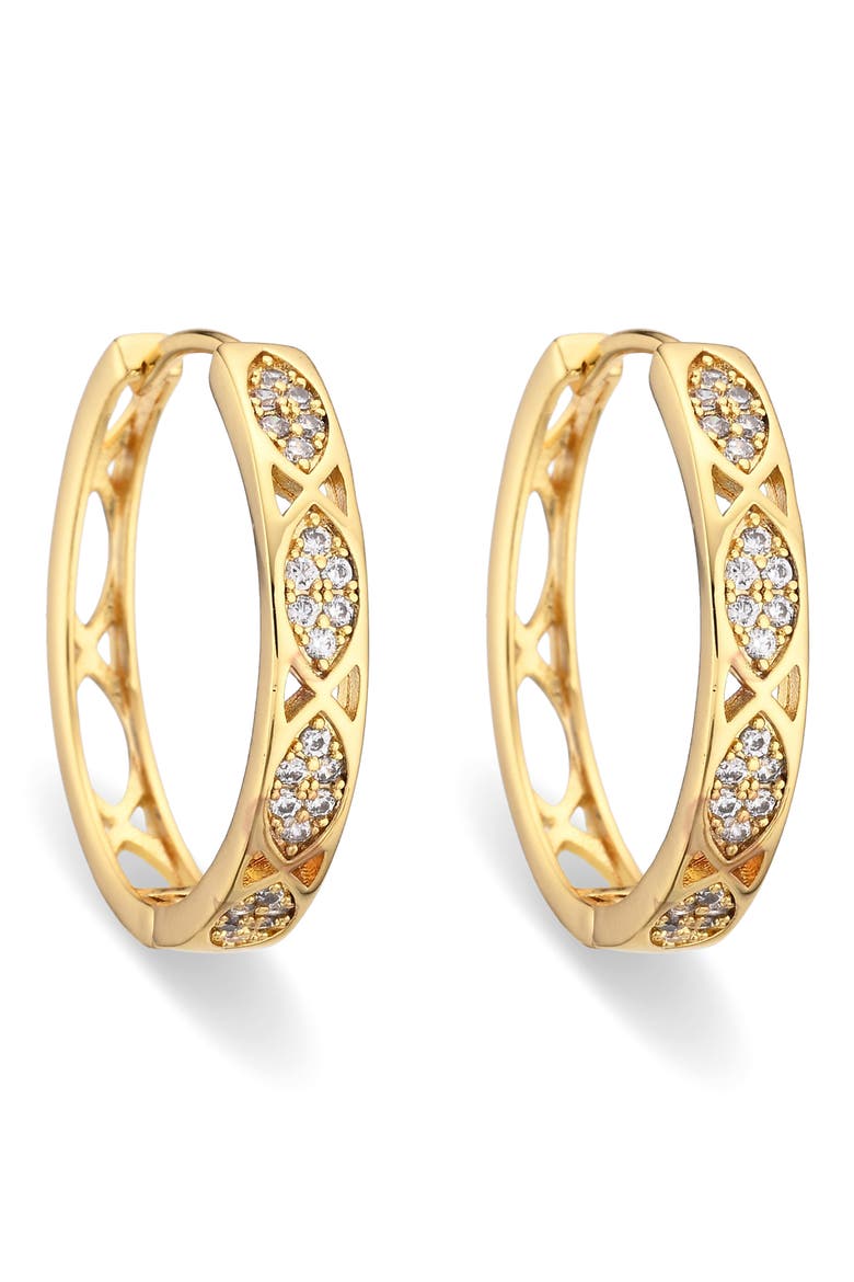 Aveline Set of 3 Cubic Zirconia Huggie Hoop Earrings, Alternate, color, GOLD