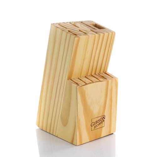 Gibson Home Dorain 14 Piece Stainless Steel Cutlery Set With Wood Block In Black