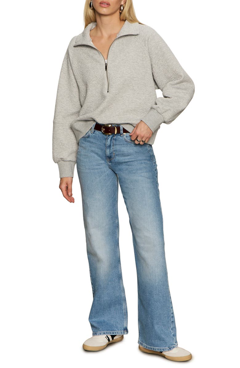 Sanctuary Textured Half-Zip Sweatshirt, Alternate, color, Heather Grey