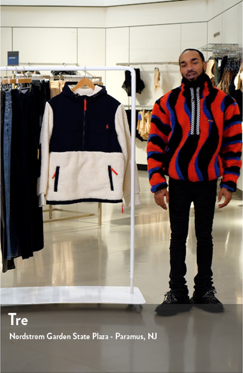 Hooded Nylon & Fleece Popover Jacket, sales video thumbnail