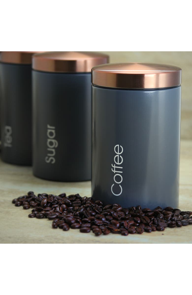 Megachef Essential Kitchen Storage 3 Piece Sugar, Coffee and Tea Canister Set, Alternate, color, Gray